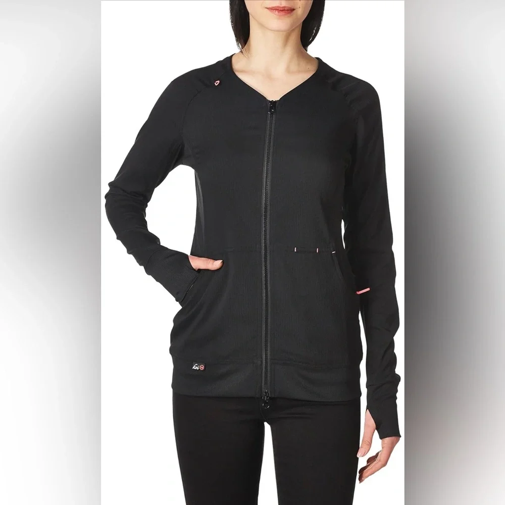 koi Black Bomber Jacket with Pink Top - Picture 3 of 12